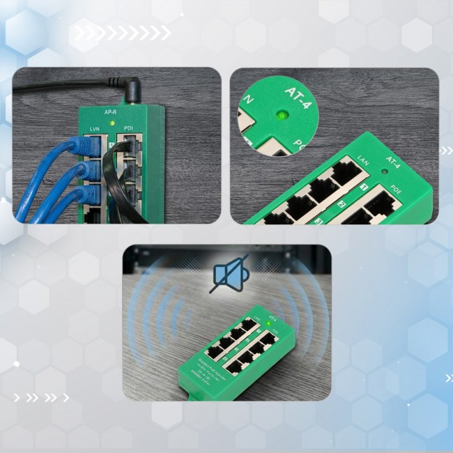 Extralink Gigabit PoE Injector 4 Portowy Active, 4 ports Gigabit 802.3at/af, Mode A