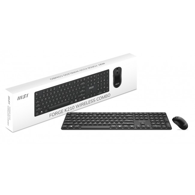 MSI FORGE K210 WIRELESS COMBO keyboard Mouse included Home/Office USB QWERTY US English Black