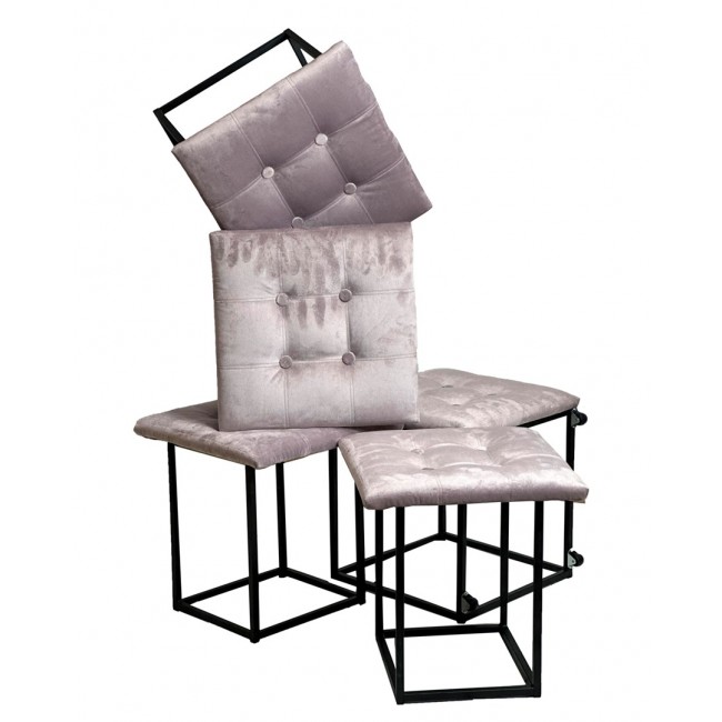 Puff-transformer 5in1 - 5 stools in 1 pouffe powder pink velvet 2269