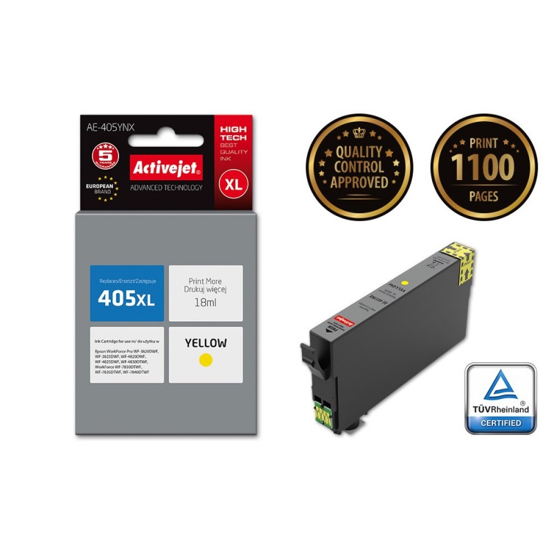 Activejet AE-405YNX ink (replacement for Epson 405XL C13T05H44010 Supreme 18ml yellow) Activejet AE-405YNX ink (replacement for Epson 405XL C13T05H44010 Supreme 18ml yellow)