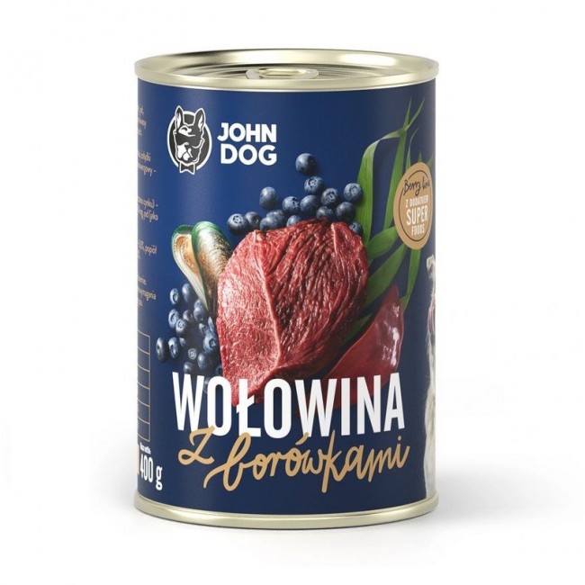 JOHN DOG Berry Adult Beef with blueberries - Wet dog food - 6 x 400 g JOHN DOG Berry Adult Beef with blueberries - Wet dog food - 6 x 400 g