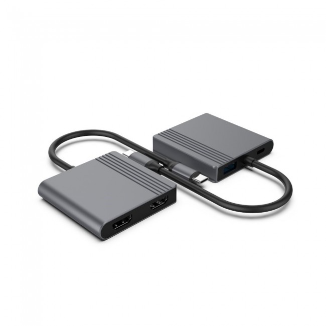 Gembird A-CM-COMBO3-04 USB Type-C 3-in-1 multi-port adapter (2x USB port + 2x HDMI + PD), space grey