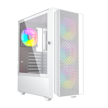 Gembird Fornax 4000W ARGB gaming ATX computer case, Midi Tower, backlight, White