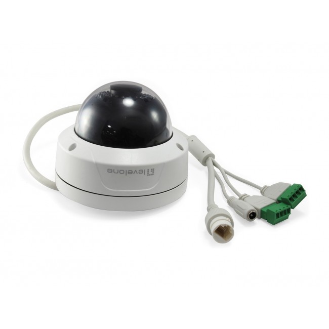 LevelOne GEMINI Fixed Dome IP Network Camera, 2-Megapixel, H.265, Vandalproof, 802.3af PoE, Indoor/Outdoor