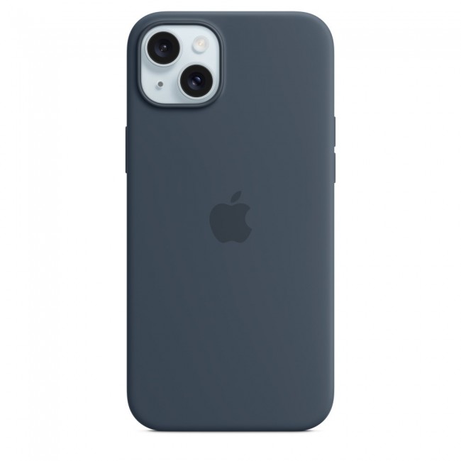 Apple iPhone 15 Plus Silicone Case with MagSafe - Storm Blue Apple iPhone 15 Plus Silicone Case with MagSafe - Storm Blue