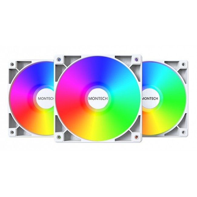 Fan Montech GF120 PWM ARGB, 3 pcs - 120mm, white