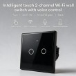 Qoltec 52712 Smart Touch 2-Gang Light Switch | Wi-Fi | Timer | Tuya | Smart Life | Tempered Glass | Black