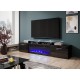 RTV cabinet ROVA with electric fireplace 190x37x48 cm black/black gloss RTV cabinet ROVA with electric fireplace 190x37x48 cm black/black gloss