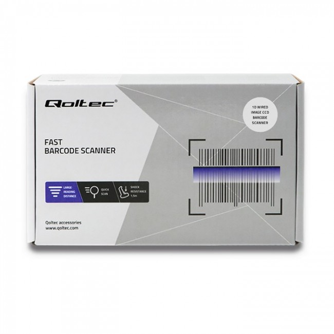Qoltec 50866 Laser barcode reader 1D | CCD | USB | Black Qoltec 50866 Laser barcode reader 1D | CCD | USB | Black