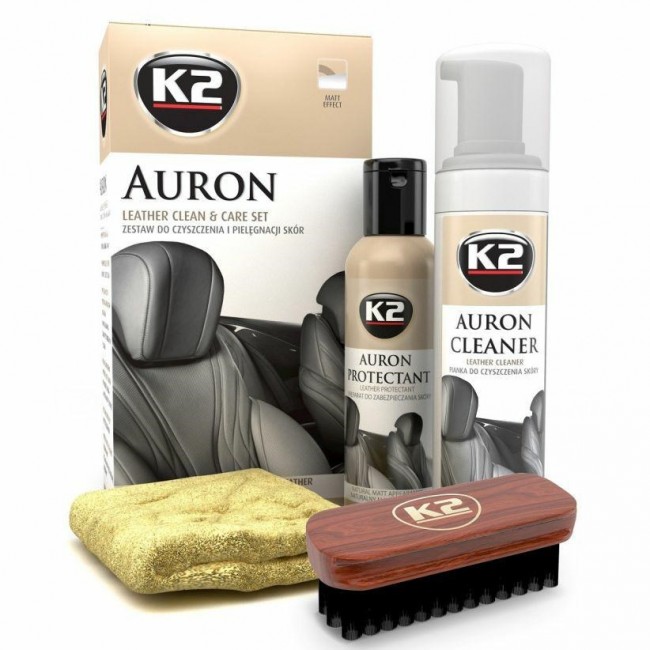 K2 AURON kit (Auron Cleaner+Auron Protectant+Auron Brush + microfibre) - leather cleaning and care kit