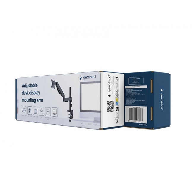 Gembird MA-DA1P-02 Adjustable desk display mounting arm, 17 -32 , black Gembird MA-DA1P-02 Adjustable desk display mounting arm, 17 -32 , black