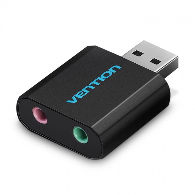 Vention USB External Sound Card Black Metal Type Vention USB External Sound Card Black Metal Type