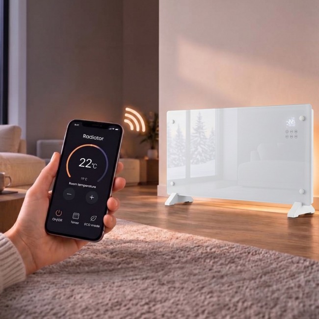 Extralink SMART GLASS PANEL HEATER, WHITE, 2000W, WIFI, LPL-23A-WH