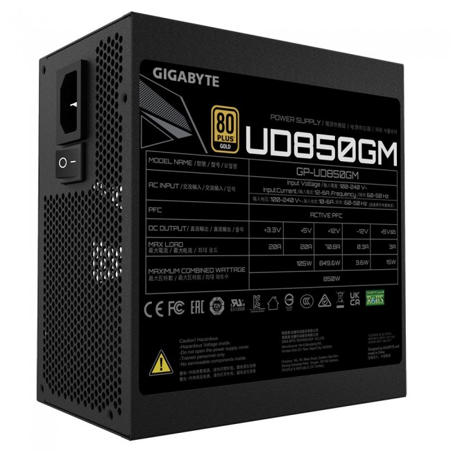 Gigabyte UD850GM power supply unit 850 W 20+4 pin ATX ATX Black Gigabyte UD850GM power supply unit 850 W 20+4 pin ATX ATX Black
