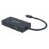Manhattan USB-C Dock/Hub, Ports (x3): DVI-I, HDMI and VGA Ports, Note: Only One Port can be used at a time, External Power Supply Not Needed, Cable 10cm, Black, Three Year Warranty, Blister