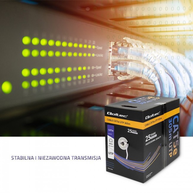 Qoltec 50358 UTP network cable| CAT5E | 305m | PVC grey Qoltec 50358 UTP network cable| CAT5E | 305m | PVC grey