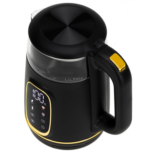 Adler D 1305 BG electric kettle 1.7 L 2200 W Black, Transparent, Gold Adler D 1305 BG electric kettle 1.7 L 2200 W Black, Transparent, Gold