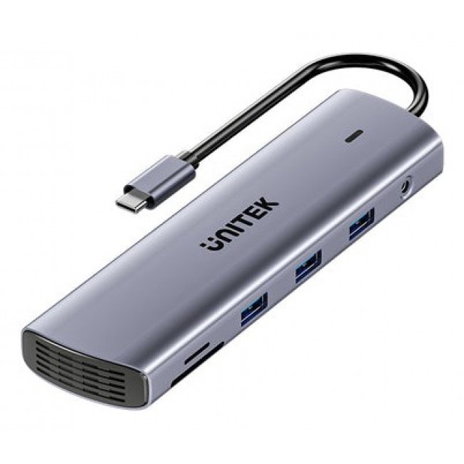 UNITEK D1113BGY01 interface hub 2 x USB 3.2 Gen 2 (3.1 Gen 2) Type-C 1000 Mbit/s Grey