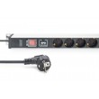 Digitus Socket strip with aluminum profile with switch and surge protection, 12-way safety sockets, 2 m cable safety plug