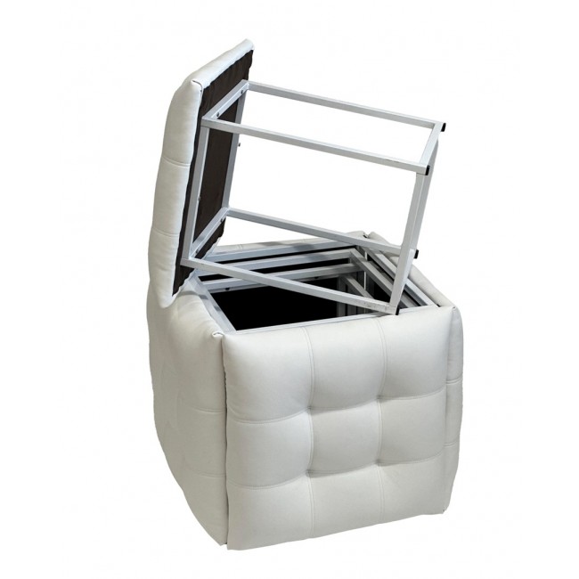 Puff-transformer 5in1 - 5 stools in 1 pouffe white eco leather