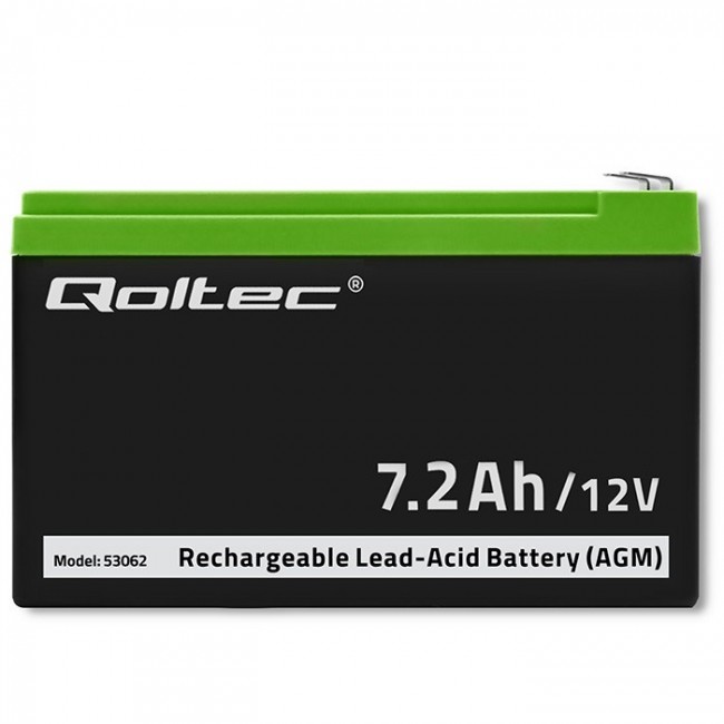 Qoltec 53062 AGM battery | 12V | 7.2 Ah | max 108A