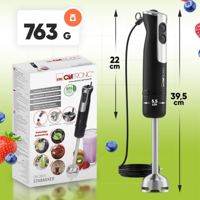 Clatronic SM 3825 Immersion blender 800 W Black, Stainless steel Clatronic SM 3825 Immersion blender 800 W Black, Stainless steel