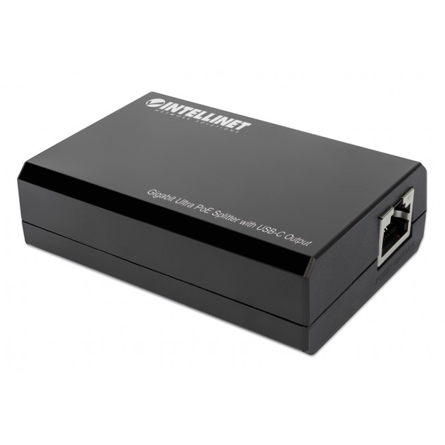 Intellinet PoE Splitter with USB-C Output, PoE++ / 4PPoE, Gigabit Ultra, IEEE 802.3bt, RJ45 In and Out Ports, Up to 45 W USB-C Output Port
