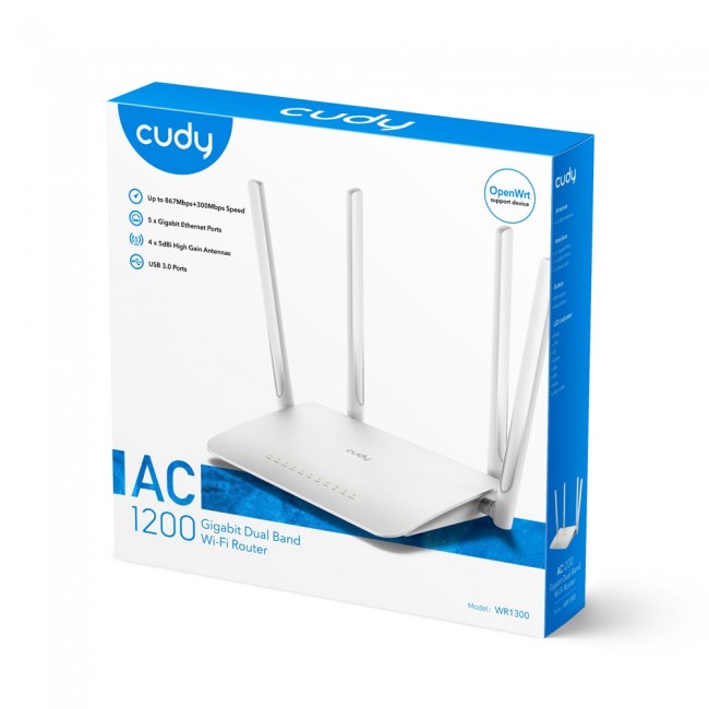 Cudy WR1300 wireless router Gigabit Ethernet Dual-band (2.4 GHz / 5 GHz) White