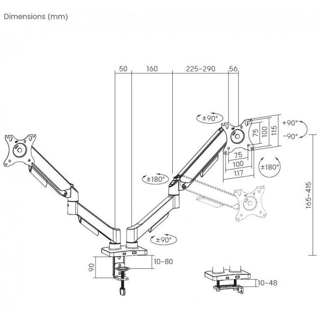 Deltaco ARM-1300-B TV mount/stand 81.3 cm (32