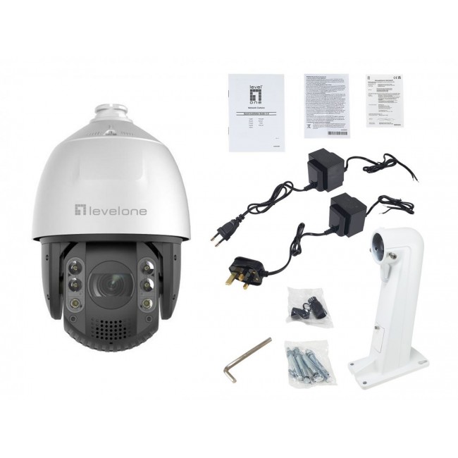 LevelOne FCS-4072 GEMINI PTZ IP Camera, 4-MP, 32x Zoom, H.265, IR 200M, Indoor/Outdoor