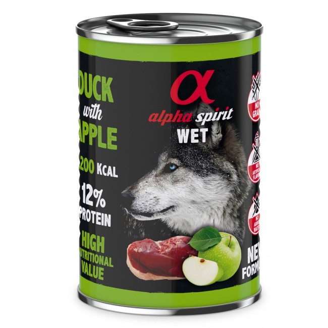 ALPHA SPIRIT WET Duck with apple - wet dog food - 400g ALPHA SPIRIT WET Duck with apple - wet dog food - 400g