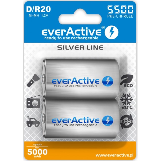 Rechargeable batteries everActive R20/D Ni-MH 5500 mAh ready to use Rechargeable batteries everActive R20/D Ni-MH 5500 mAh ready to use