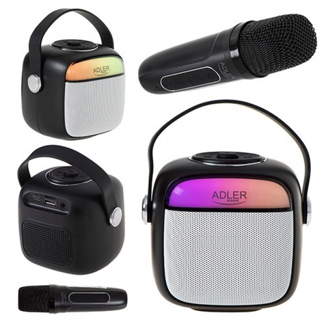 Adler AD 1199 black Karaoke speaker with microphone - SD/USB/AUX/Bluetooth Adler AD 1199 black Karaoke speaker with microphone - SD/USB/AUX/Bluetooth