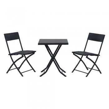 Extralink Small Black Forest Garden Furniture Set, Two Chairs + Black Table outdoor furniture set