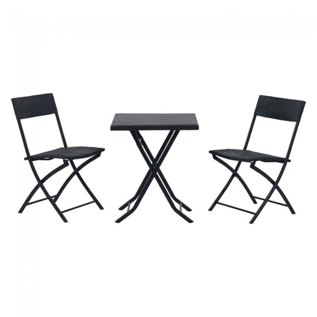 Extralink Small Black Forest Garden Furniture Set, Two Chairs + Black Table outdoor furniture set
