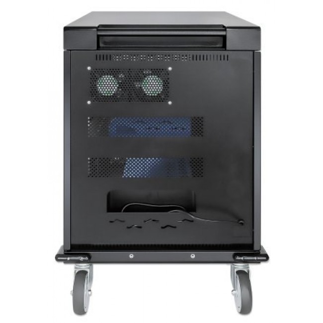 Manhattan Laptop Charging Cart/Trolley via AC Adapter (EU) 32-bay, Install device's AC Adapter (power cables) into unit, Suitable for ALL laptops (to 15.6