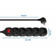 Esperanza ELK215K Power strip 5GN/3M Black