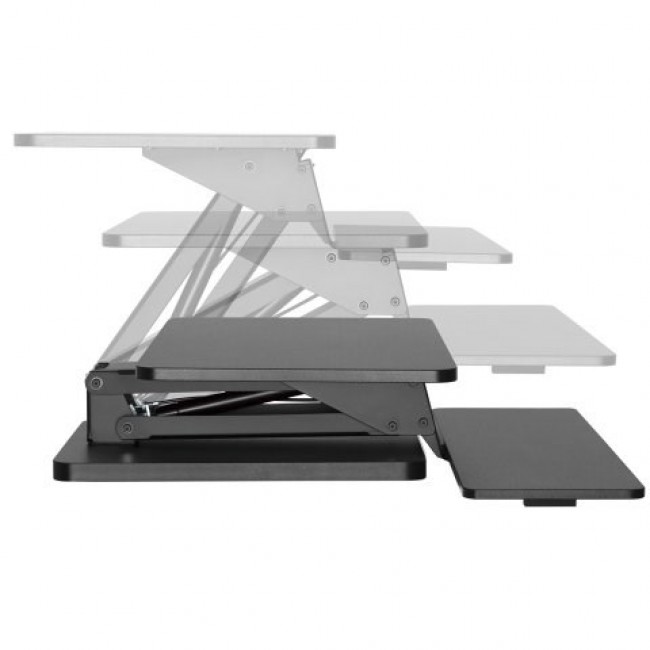 Maclean Desktop Stand for Keyboard, Monitor or Laptop, Gas Spring, Standing Up, Black, MC-882