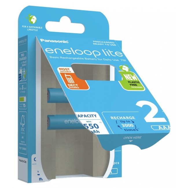 Rechargeable batteries PANASONIC ENELOOP LITE AAA 550 mAh 2 szt (BK-4LCCE/2CP) Rechargeable batteries PANASONIC ENELOOP LITE AAA 550 mAh 2 szt (BK-4LCCE/2CP)