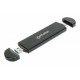 Manhattan M.2 NVMe and SATA SSD Enclosure, USB-C & USB-A Male Connection, Up to 10 Gbps (USB 3.2 Gen2 aka USB 3.1), For 2230/2242/2260/2280 SSDs with M Key or B+M Key, SuperSpeed+ USB, Aluminum, Black, Three Year Warranty Manhattan M.2 NVMe and SATA SSD Enclosure, USB-C & USB-A Male Connection, Up to 10 Gbps (USB 3.2 Gen2 aka USB 3.1), For 2230/2242/2260/2280 SSDs with M Key or B+M Key, SuperSpeed+ USB, Aluminum, Black, Three Year Warranty