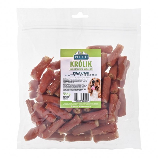 PETITTO Rice sticks with rabbit - dog treat - 500g