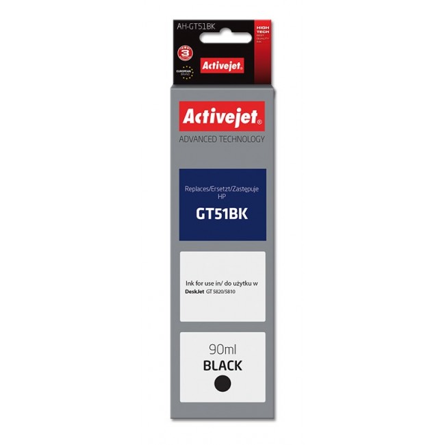 Activejet AH-GT51Bk ink (replacement for HP GT-51BK M0H57AE Supreme 90 ml black)