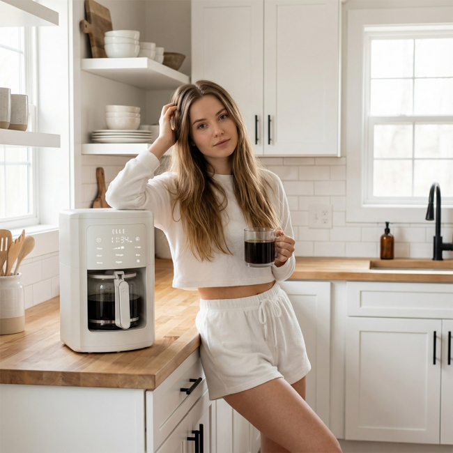 ELLE 1.8L white filter coffee maker