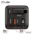 Verbatim GaN Charger 65W 2 Port retractable cable display US plugs with EU and UK adaptors