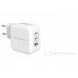 Conceptronic 3-Port 67W GaN USB PD Charger with USB-C Charging Cable, USB-C x 2, USB-A x 1, QC 3.0, PPS