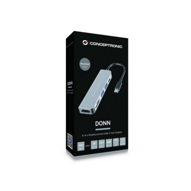 Conceptronic DONN02G laptop dock/port replicator USB 3.2 Gen 1 (3.1 Gen 1) Type-C Aluminium Conceptronic DONN02G laptop dock/port replicator USB 3.2 Gen 1 (3.1 Gen 1) Type-C Aluminium