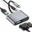 iBox IUHCHDVGA USB Type-C Hub 4-in-1 USB 3.0 + PD 100W + HDMI 4K 30Hz + VGA Full HD
