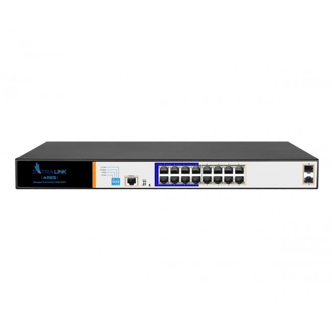 Extralink PoE Switch ARES 16x Gigabit PoE/PoE+, 2x SFP, 1x Console, 150W, Managed