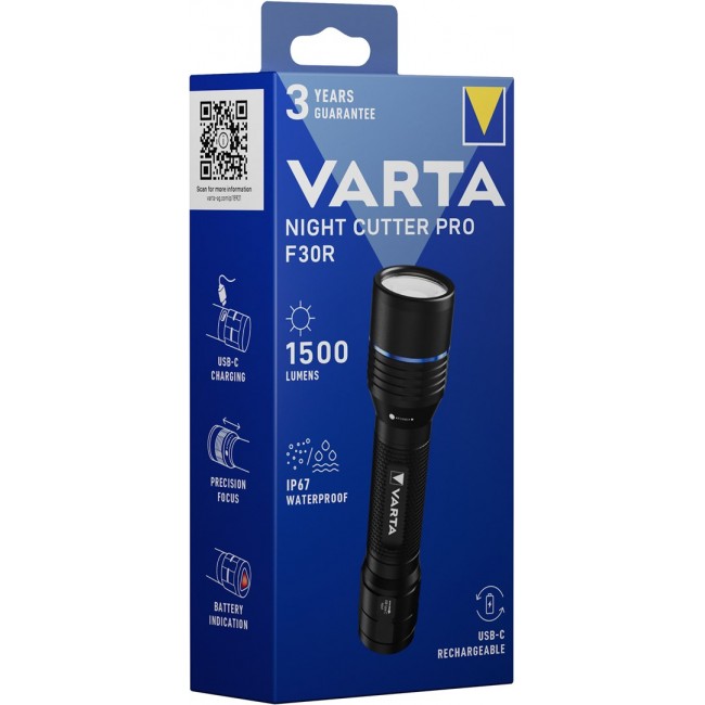 Varta Night Cutter Pro F30R Black Hand flashlight LED