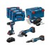BOSCH. COMBO KIT 18V (GSR 18V-90C +GWS 18V-15 PSC +GKM 18V-50 +GGS 18V-23 PLC) 1xPC4,0Ah 2xPC5,5Ah ...